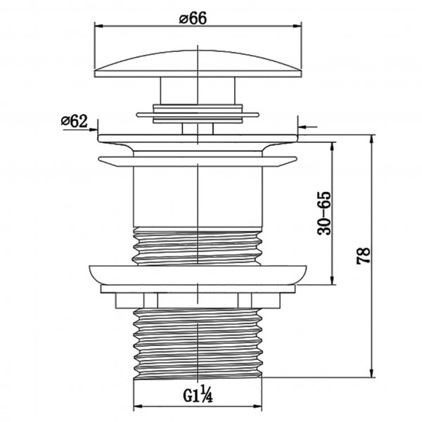 Bottenventil f�r handfat | Zinklegering | Pop-up | Krom