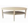 Soffbord 120 cm | Oljad ek, oval design & praktisk hylla | Atlanta
