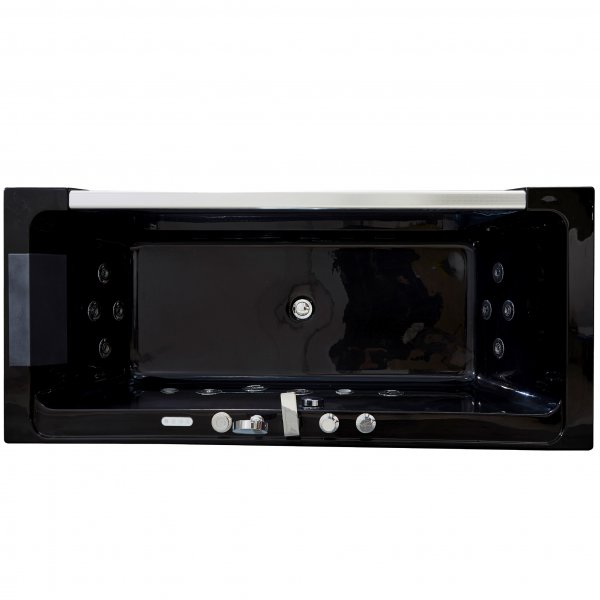 Svart bubbelbadkar | Glasfront, värmare & ljusterapi | 180cm | BK-009V Svart bubbelbadkar | Glasfront, värmare & ljusterapi | 180cm | BK-009V