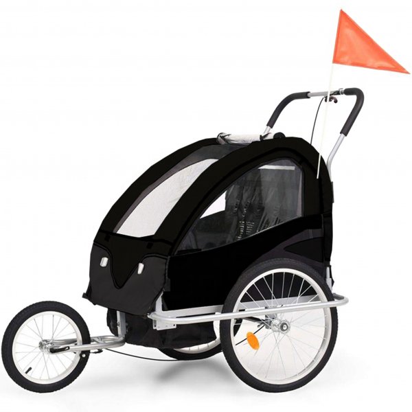 Cykelvagn/barnvagn 2-i-1 | 2 säten | Lastkapacitet 40kg | Hopfällbar - FYNDVARA Cykelvagn/barnvagn 2-i-1 | 2 säten | Lastkapacitet 40kg | Hopfällbar - FYNDVARA