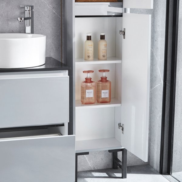 Badrumspaket | Kommod 117cm | Dubbla handfat | Spegel & h�gsk�p