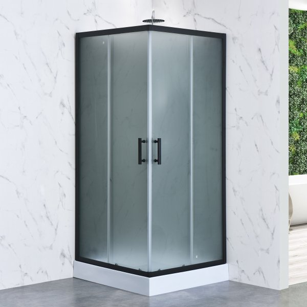 Komplett duschkabin med regndusch | Svart