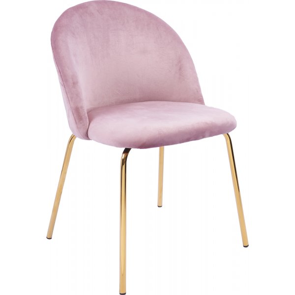 Matstolar i ljusrosa sammet med diamantmönster och mässingsben, 2-pack | Plaza Velvet Matstolar i ljusrosa sammet med diamantmönster och mässingsben, 2-pack | Plaza Velvet