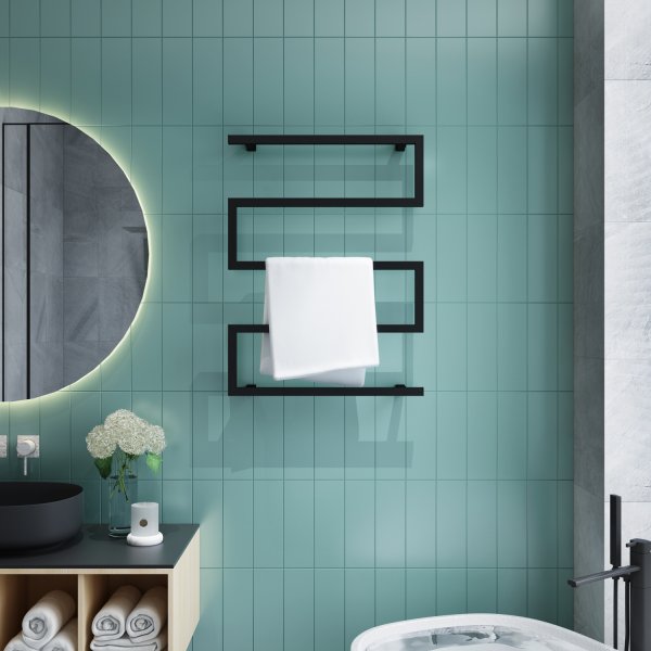 Elektrisk handdukstork 60x80x12cm | Mattsvart Elektrisk handdukstork 60x80x12cm | Mattsvart