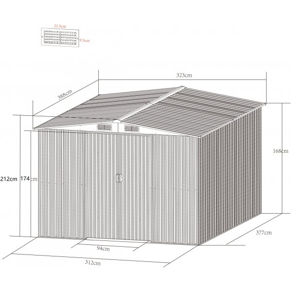 Frrd och redskapsbod 12,5m | Dubbel skjutdrr | Bas ingr | Vit