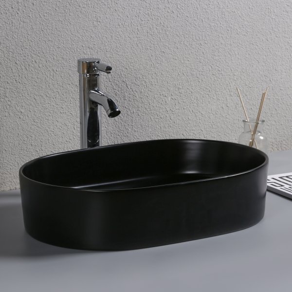 Ovalt handfat 50x34cm | Fristående | Mattsvart design Ovalt handfat 50x34cm | Fristående | Mattsvart design