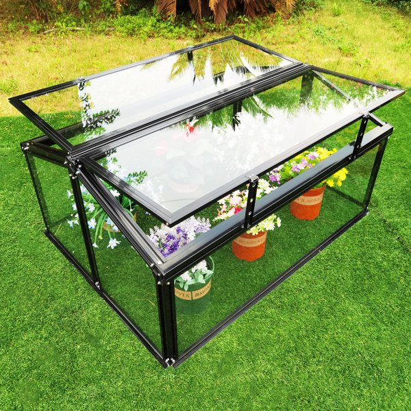 Minivxthus fr balkong | 4mm skerhetsglas | Svart