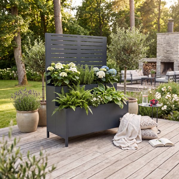 Insynsskydd med bloml�da 90�30�120 cm | Svart galvaniserat st�l