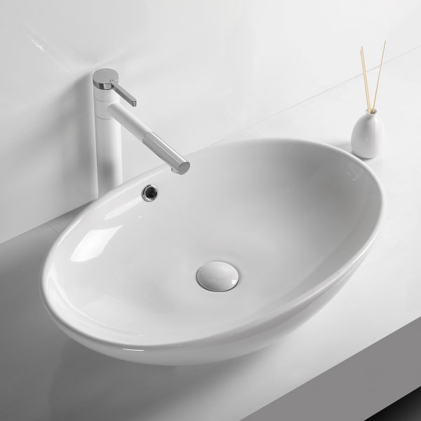 Ovalt handfat 63x42cm | Lyxig, rundad design | Överfyllnadsskydd Ovalt handfat 63x42cm | Lyxig, rundad design | Överfyllnadsskydd