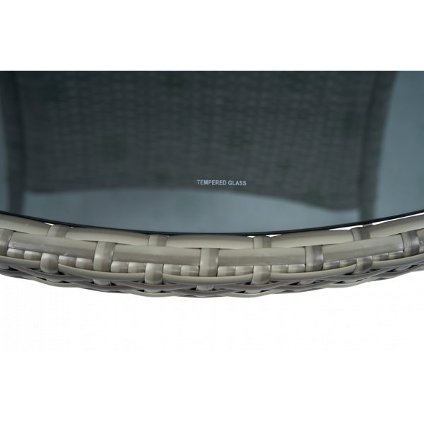 Rund matgrupp | Bord �100 cm & 4 stolar med dynor | Tyl�sand � Gr�