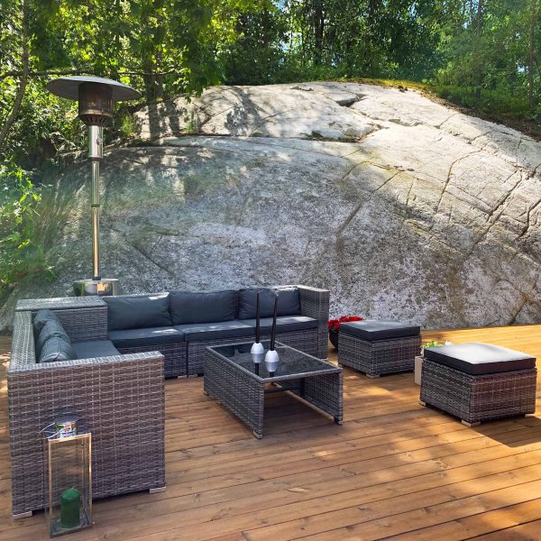 Exklusiv loungegrupp | Inbyggd förvaring | Grå konstrotting | Djursvik - FYNDVARA Exklusiv loungegrupp | Inbyggd förvaring | Grå konstrotting | Djursvik - FYNDVARA