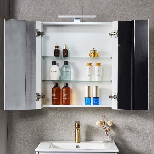 Spegelskåp 60x70cm | LED-belysning och dubbla speglar Spegelskåp 60x70cm | LED-belysning och dubbla speglar