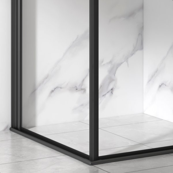 Duschhrna med svart ram | Aluminium och skerhetsglas