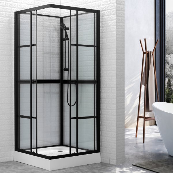 Duschkabin i rak industriell design - 6 mm skerhetsglas