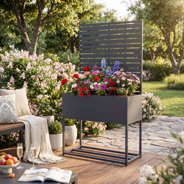 Bloml�da med spalje 90�30�170 cm | Svart galvaniserat st�l