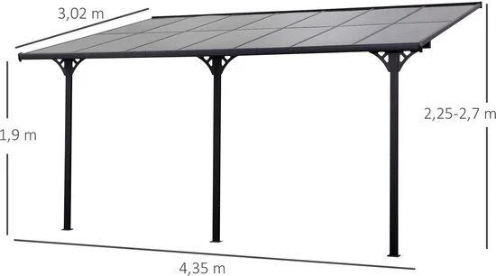 Altantak 4,3x3 m | Kanalplast / Aluminium | Extra hög | Grå Altantak 4,3x3 m | Kanalplast / Aluminium | Extra hög | Grå