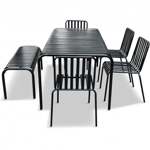 Underhållsfri matgrupp | Utemöbler i galvaniserat stål | Bergvik Svart Underhållsfri matgrupp | Utemöbler i galvaniserat stål | Bergvik Svart
