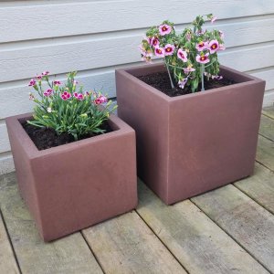 Fiberarmerade utekrukor | Fyrkantiga | 2-pack | M�rkbrun