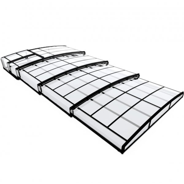 Pooltak 4x8m | Utan skenor | UV-skydd | Flexibel dörr Pooltak 4x8m | Utan skenor | UV-skydd | Flexibel dörr
