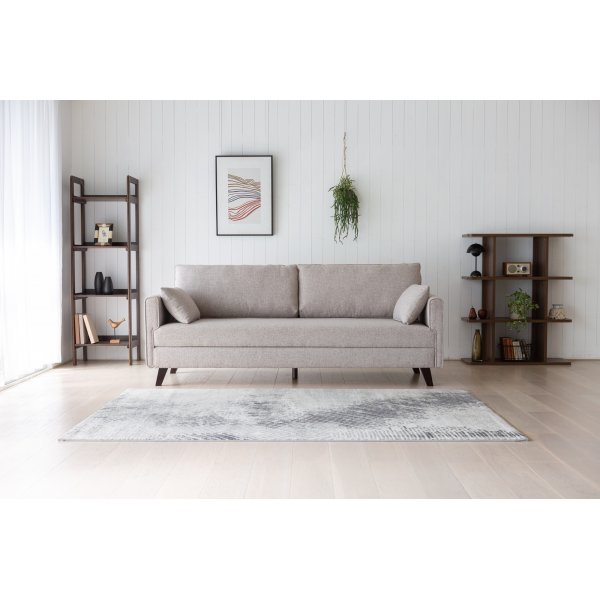 B�ddsoffa 3-sits | B�ddfunktion, beige tyg & modern design | Bella