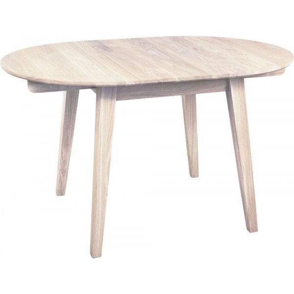 Runt matbord 90 cm i massiv vitpigmenterad ek, utdragbart till 130 cm | Genova Runt matbord 90 cm i massiv vitpigmenterad ek, utdragbart till 130 cm | Genova