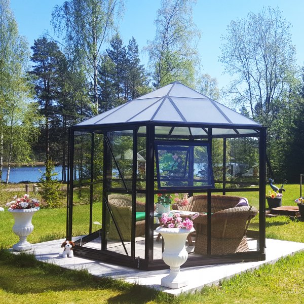 Orangeri och lusthus 7,8m² | Sexkantigt växthus| 4mm säkerhetsglas Orangeri och lusthus 7,8m² | Sexkantigt växthus| 4mm säkerhetsglas