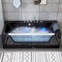Svart bubbelbadkar | Glasfront, vrmare & ljusterapi | 180cm | BK-009V