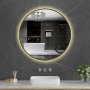 Rund badrumsspegel 80x80 | Svart ram | LED-belysning | Anti-fog & touch-styrning