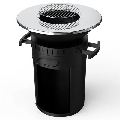 Eldstad med stekhäll och grill | 58 cm fire pit | Svart