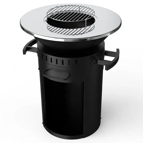 Eldstad med stekhäll och grill | 58 cm fire pit | Svart