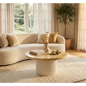 Runt soffbord i travertin-look | Ø80 cm | Laxö Runt soffbord i travertin-look | Ø80 cm | Laxö