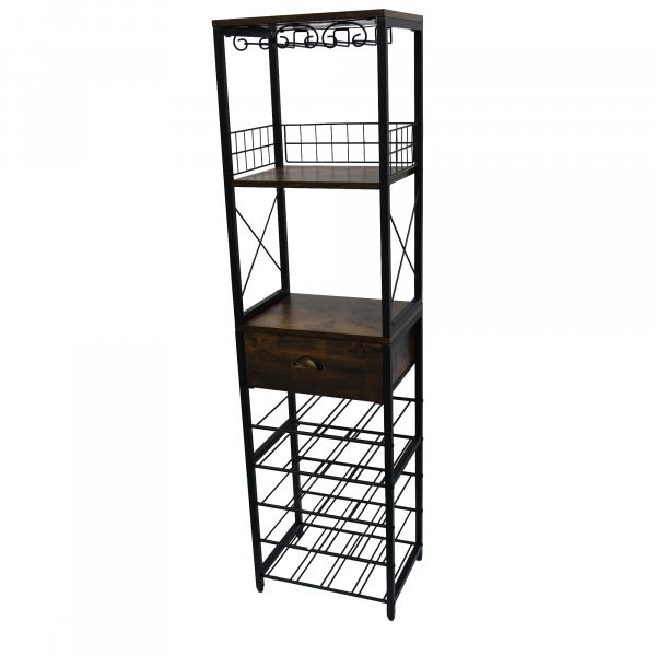 Svart vinställ i metall | 40x30x148 cm | Barskåp Svart vinställ i metall | 40x30x148 cm | Barskåp