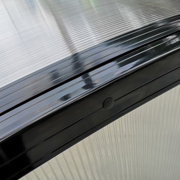 Pooltak 4x8m med sidodörr | Solid polykarbonat 4mm | Svart Pooltak 4x8m med sidodörr | Solid polykarbonat 4mm | Svart