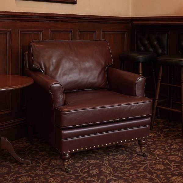 Professor skinnftlj i kta brunt lder | klassisk Howard-ftlj med hjul