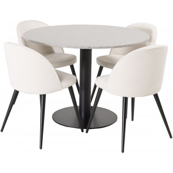 Alice Matstol – Beige Manchester med svarta stålben | Modern & bekväm matstol Alice Matstol – Beige Manchester med svarta stålben | Modern & bekväm matstol