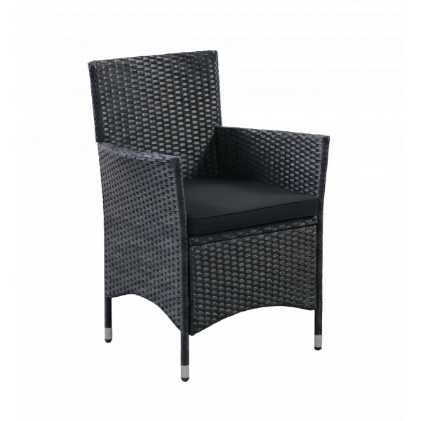 Tr�dg�rdsmatgrupp 8 stolar � Svart bord med glasskiva | Lysekil