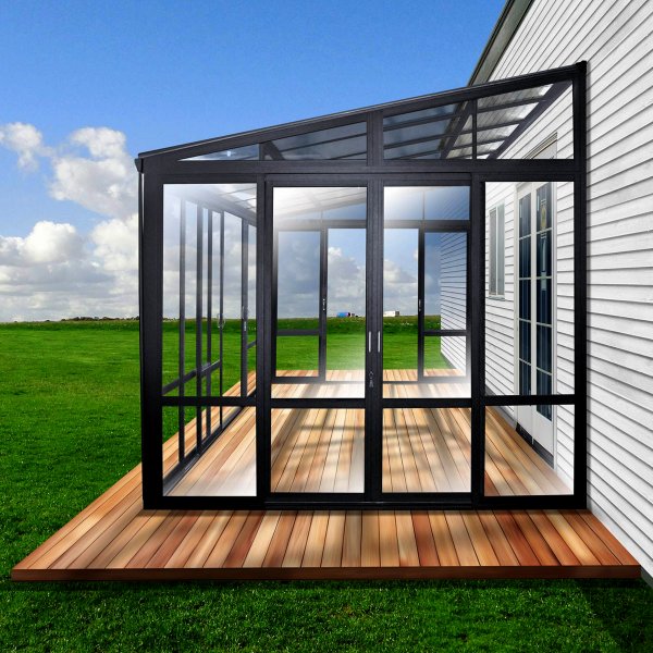 Uterum 14,8m² | Säkerhetsglas och kanalplast | Aluminiumstomme | Svart Uterum 14,8m² | Säkerhetsglas och kanalplast | Aluminiumstomme | Svart