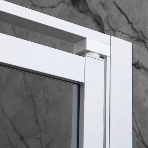 Duschh�rna med vita profiler | 6mm s�kerhetsglas