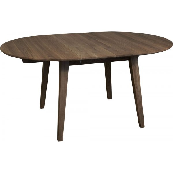 F�rl�ngningsbart runt matbord �110-160 cm i massiv brunoljad ek | Genova