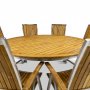 Stor rund trdgrdsgrupp i teak / rostfritt stl | Bord & 8 positionsstolar