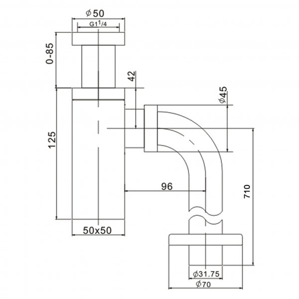 Vattenlås för golvanslutning - Krom Vattenlås för golvanslutning - Krom