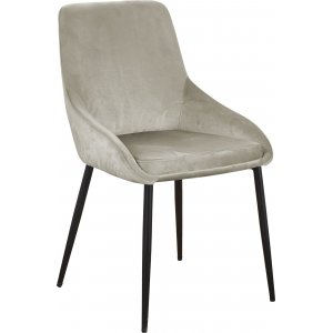 Matstolar i beige sammet med svarta metallben, 2-pack | Theo