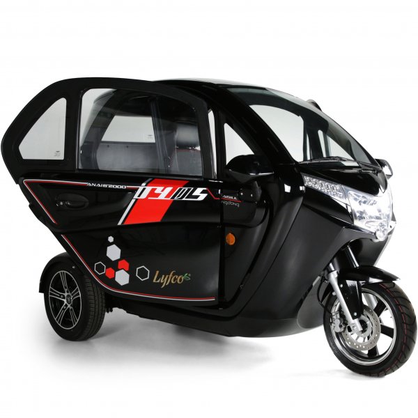 Elmopedbil trehjulig 2000W | Klass 1 | 45 km/tim | Svart Elmopedbil trehjulig 2000W | Klass 1 | 45 km/tim | Svart