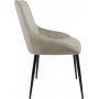Matstolar i beige sammet med svarta metallben, 2-pack | Theo