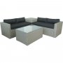 Loungegrupp med dynbox & f�rvaring | Gr� konstrotting | Bord med glasskiva | Orlando