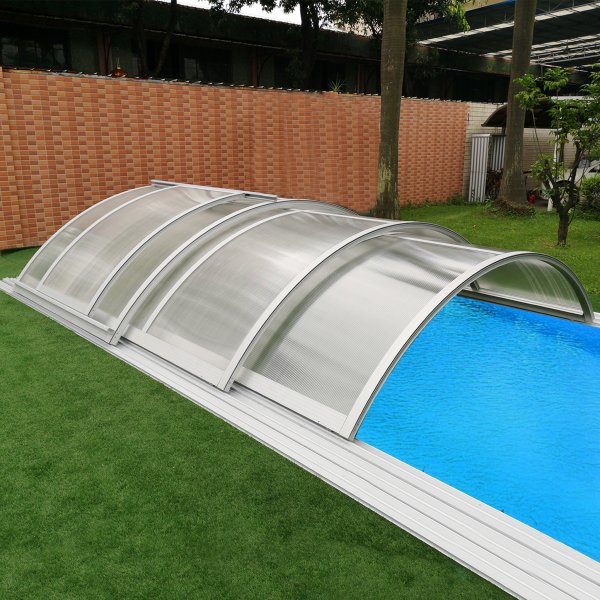Pooltak 3x6m med sidodrr | Solid polykarbonat 4mm | Aluminium