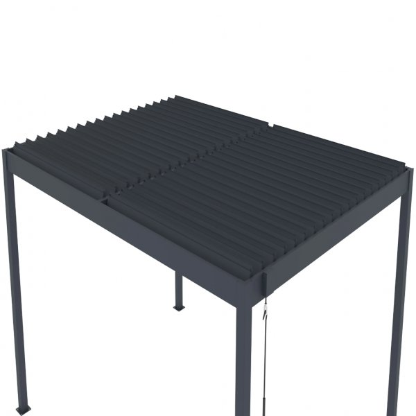 Pergola 3x3 m med lamelltak | Grå stålpergola för uteplats Pergola 3x3 m med lamelltak | Grå stålpergola för uteplats