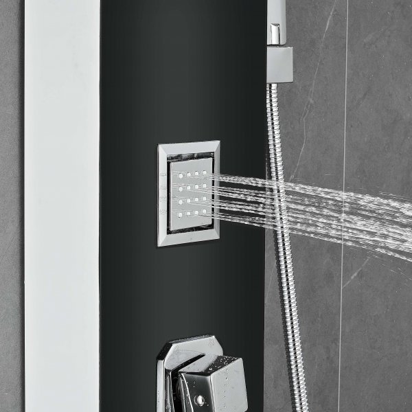 Duschpanel i svartvitt rostfritt stål | Stella Duschpanel i svartvitt rostfritt stål | Stella