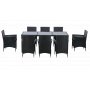 Tr�dg�rdsmatgrupp 8 stolar � Svart bord med glasskiva | Lysekil