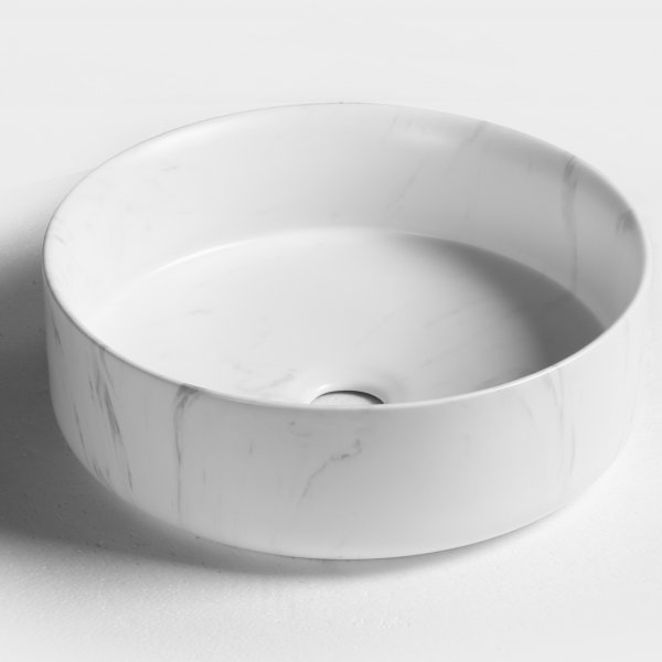 Runt tvättställ 36cm | Marmorerad yta | Lyxig design i porslin Runt tvättställ 36cm | Marmorerad yta | Lyxig design i porslin